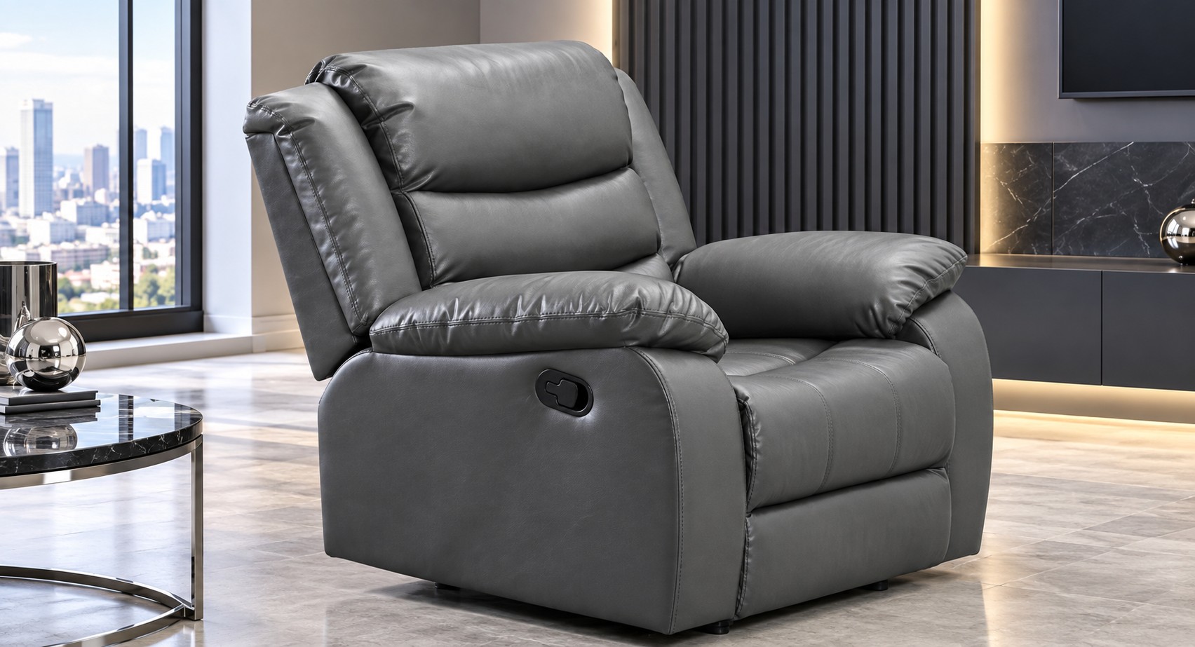 Lazy-B Grey Armchair Recliner